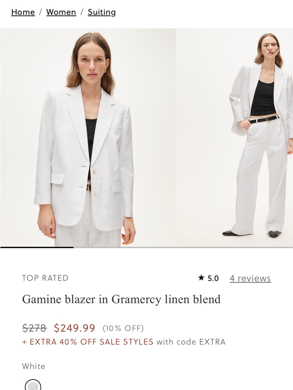 J. Crew White Gamine Blazer